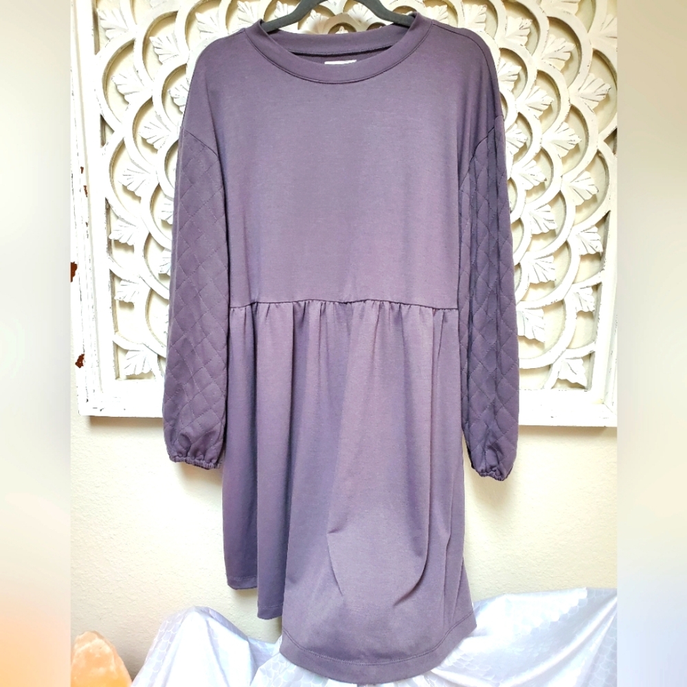 Maurices Gray Quilted Sleeve Peplum Tunic Medium M